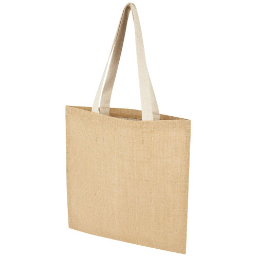 Sac shopping publicitaire 7L en jute 300g Juta Naturel et Blanc